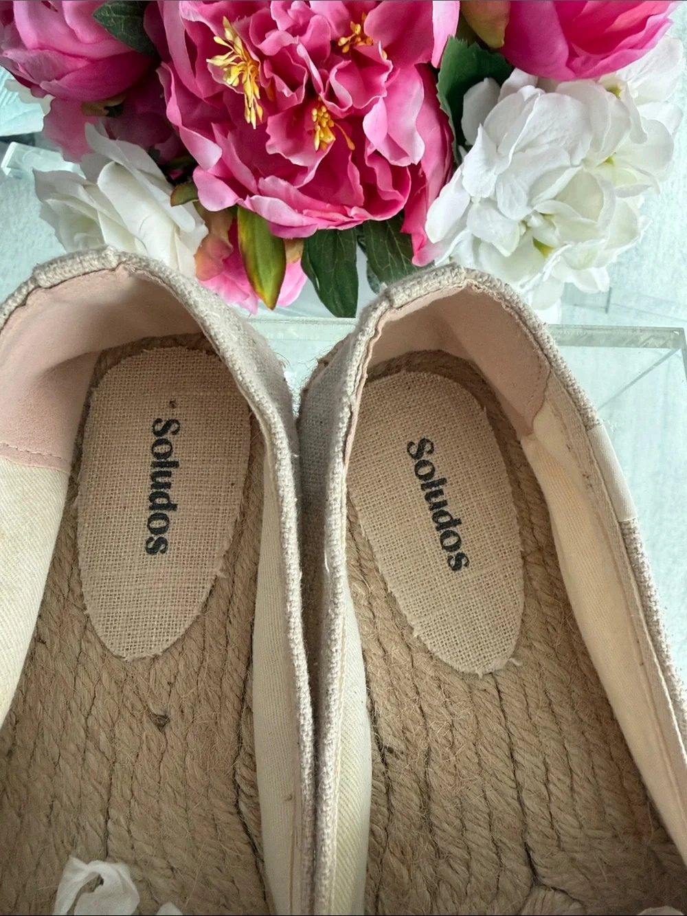 Soludos Embroidered Watermelon & Drink Espadrilles Neutral Linen Euro Summer 9.5